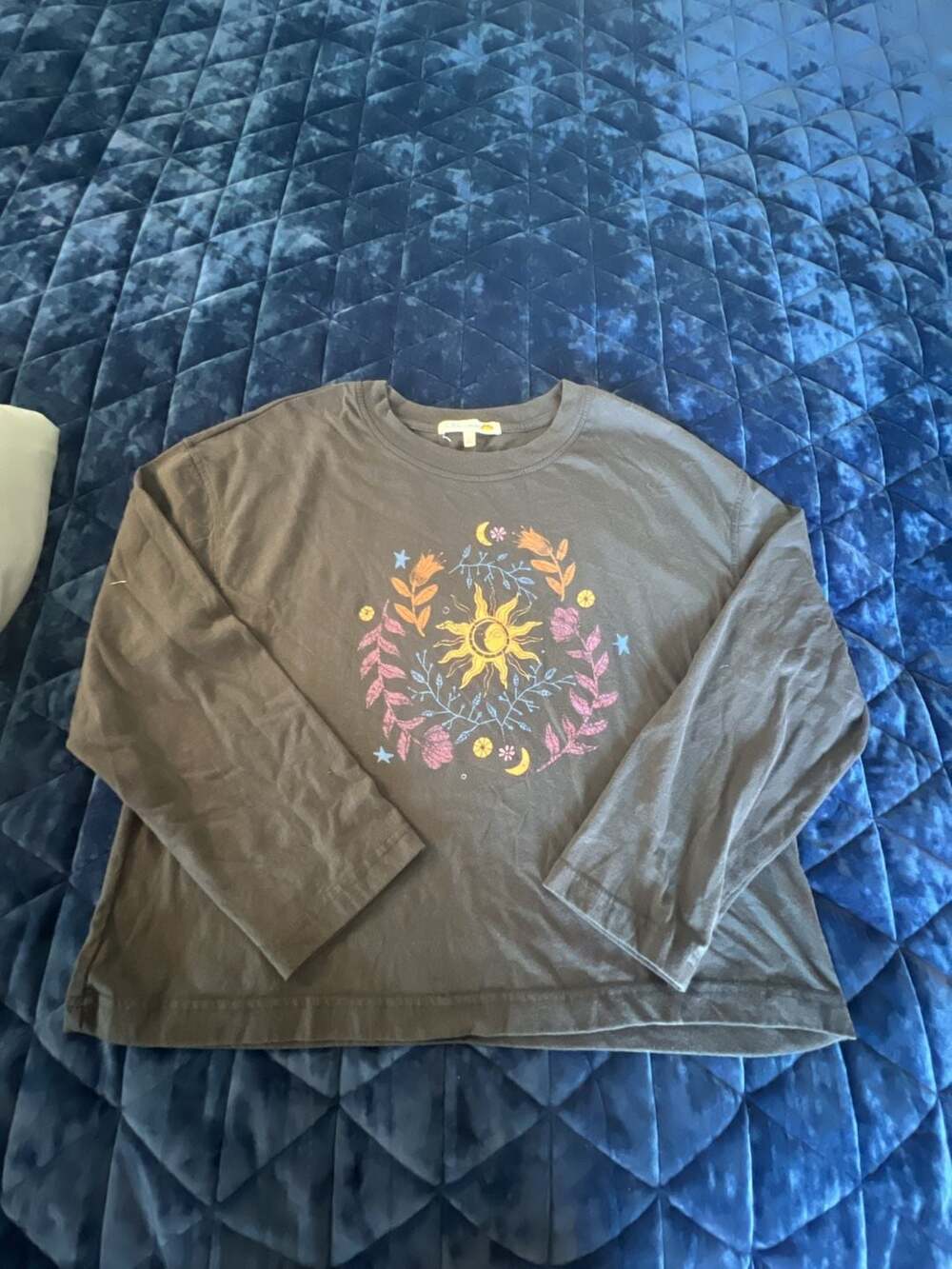 C&C California Women's Celestial Sun and Floral Graphic Long Sleeve Crewneck Tee
